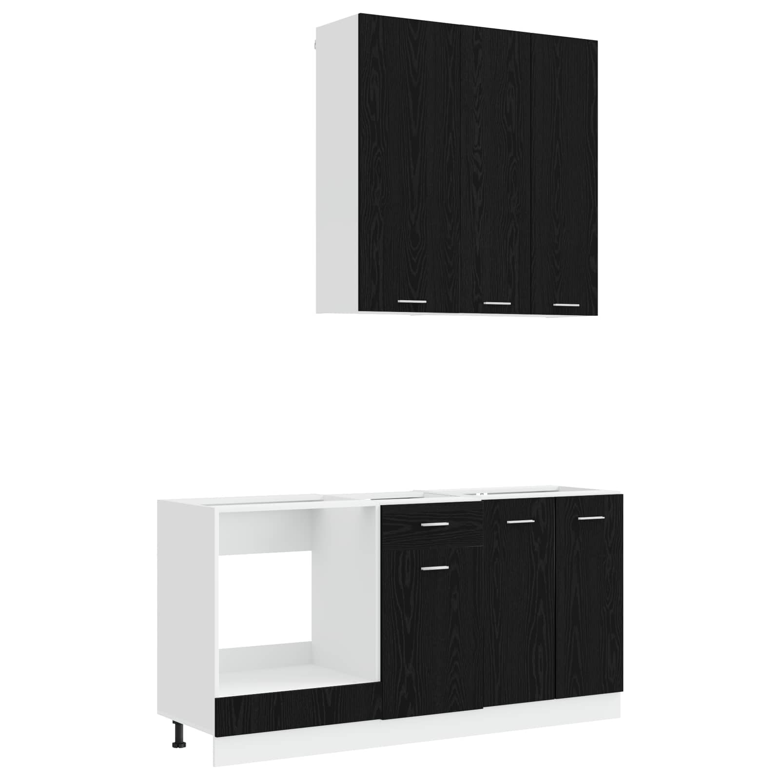 Keukenblok LYON 5 pcs Zwart eiken Bewerkt hout