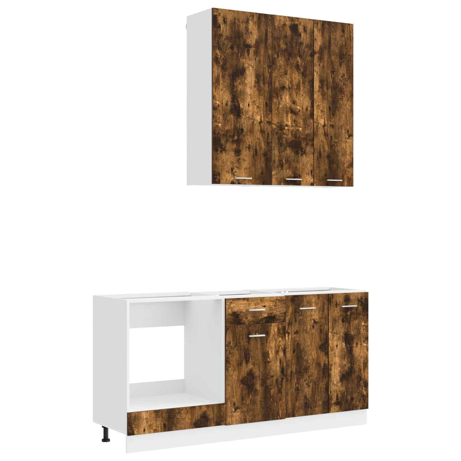 Keukenblok LYON 5 pcs Gerookt eiken Bewerkt hout