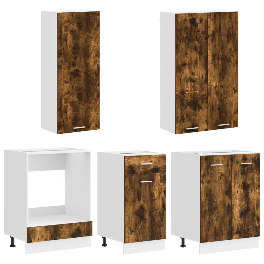Keukenblok LYON 5 pcs Gerookt eiken Bewerkt hout