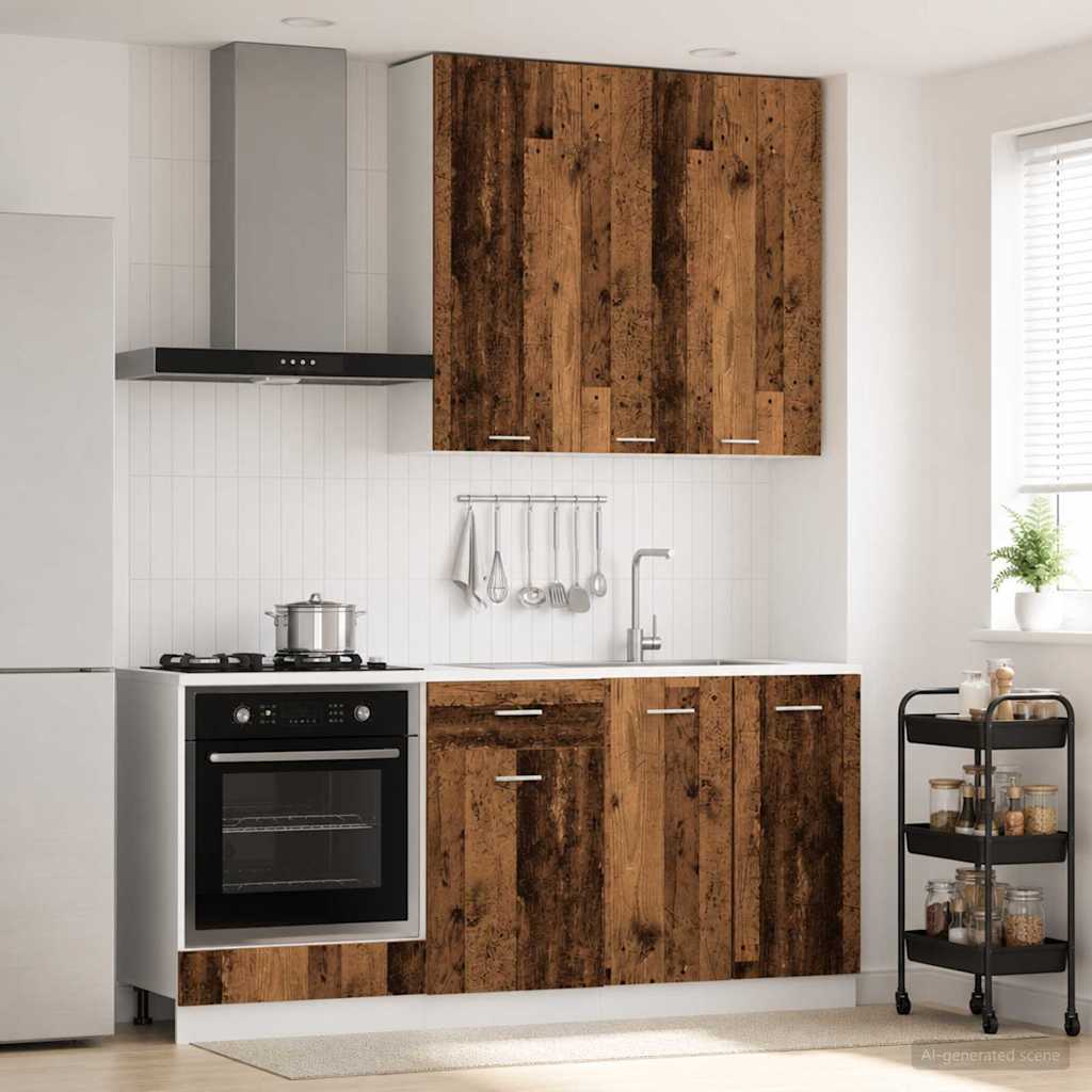 Keukenblok LYON 5 pcs Oud hout Bewerkt hout