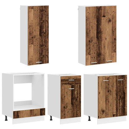 Keukenblok LYON 5 pcs Oud hout Bewerkt hout