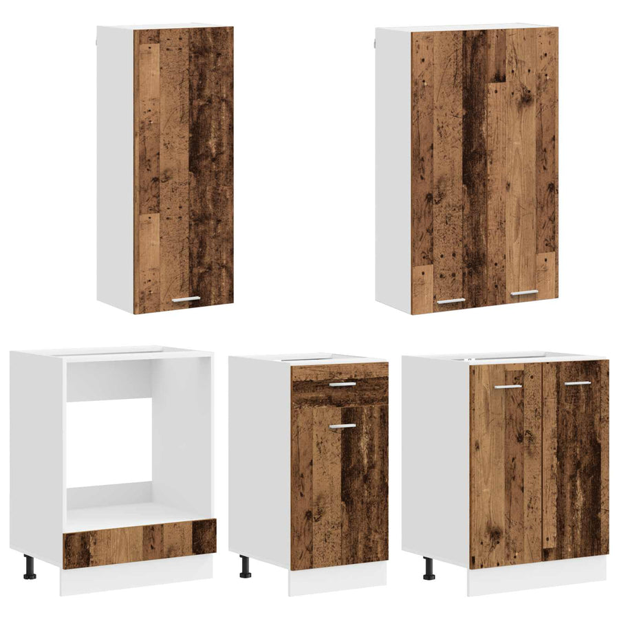 Keukenblok LYON 5 pcs Oud hout Bewerkt hout