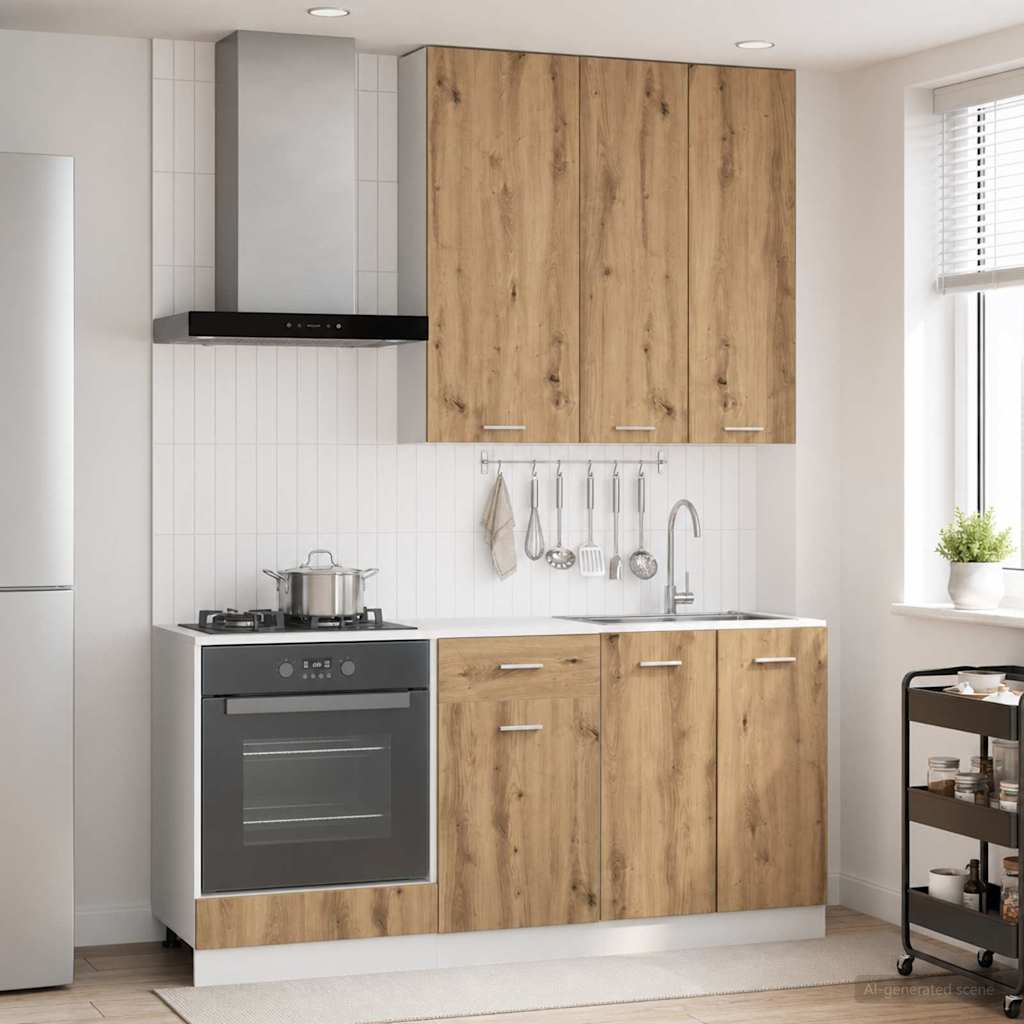 Keukenblok LYON 5 pcs Artisanaal eiken Bewerkt hout