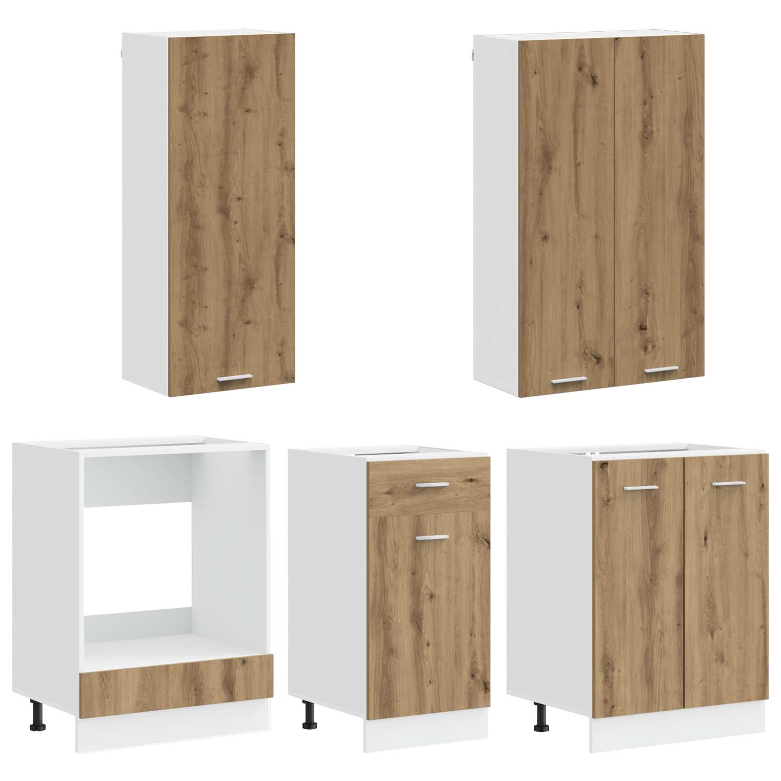 Keukenblok LYON 5 pcs Artisanaal eiken Bewerkt hout