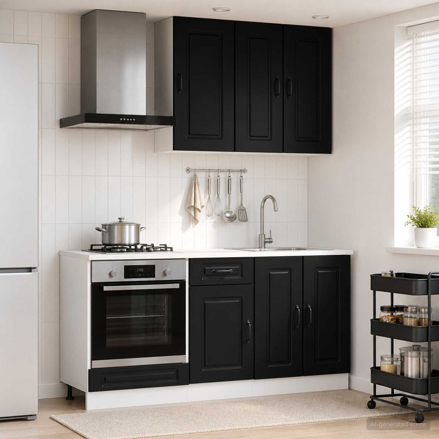 Keukenblok KALMAR 5 pcs Zwart Bewerkt hout