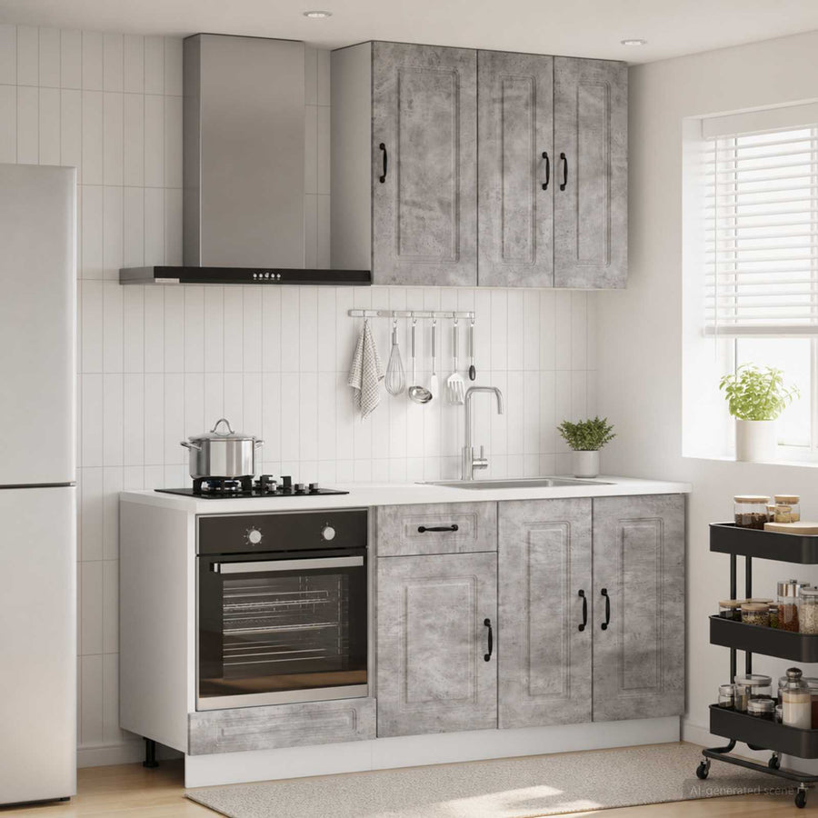 Keukenblok KALMAR 5 pcs Betongrijs Bewerkt hout