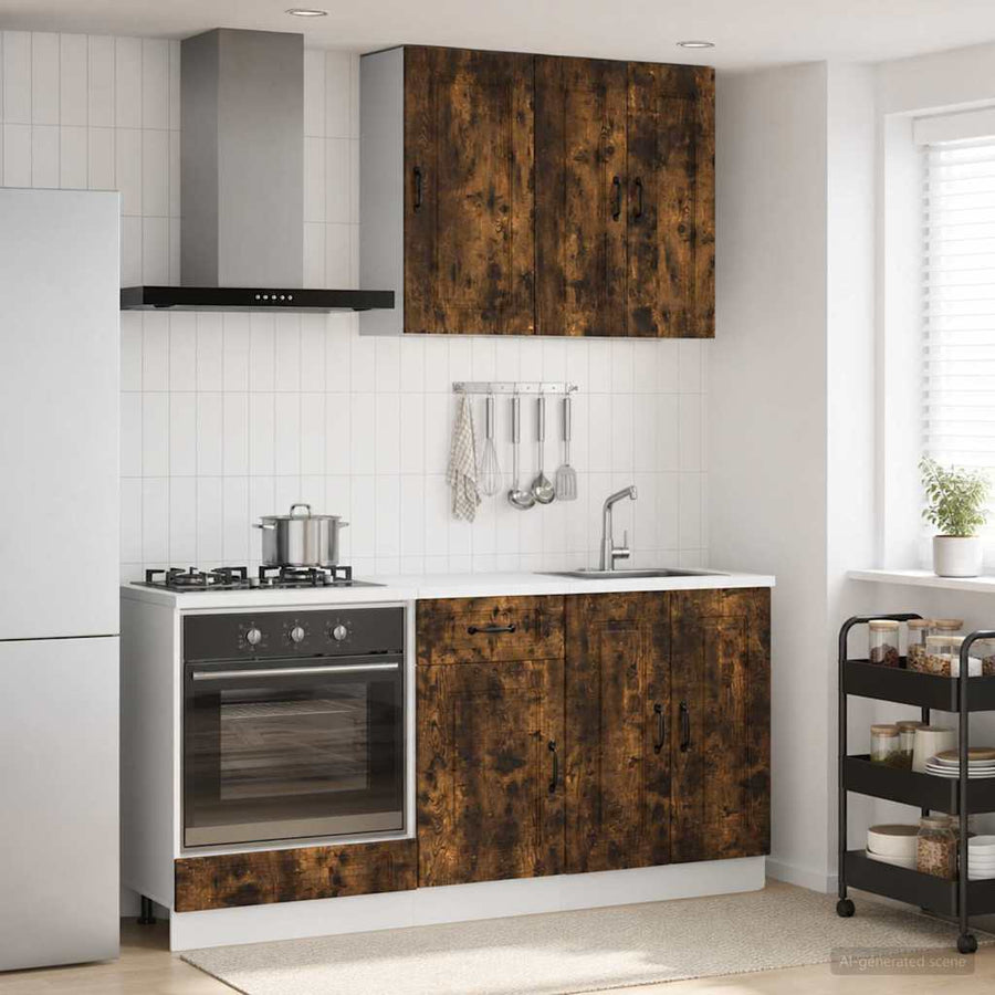 Keukenblok KALMAR 5 pcs Gerookt eiken Bewerkt hout