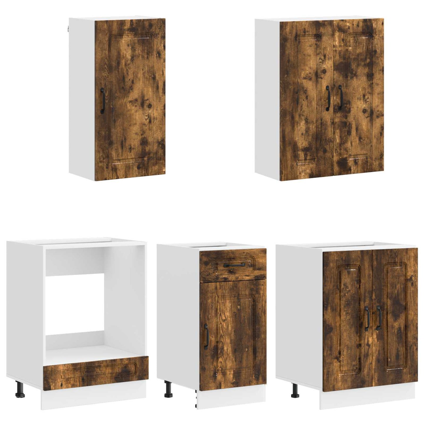 Keukenblok KALMAR 5 pcs Gerookt eiken Bewerkt hout