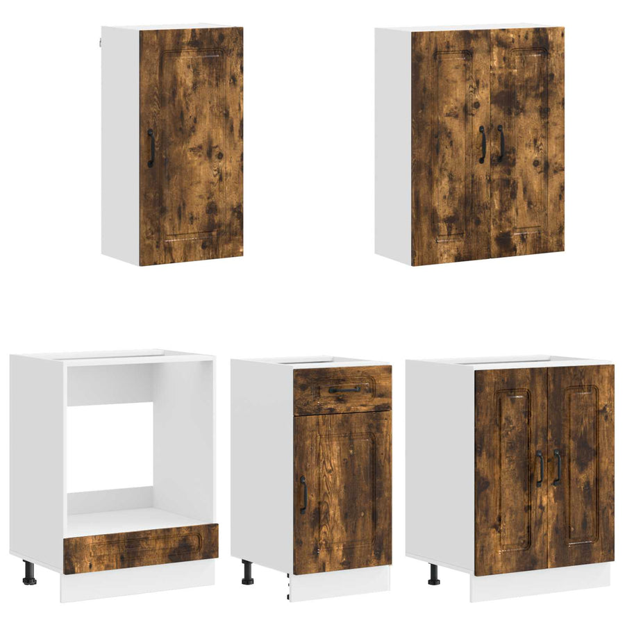 Keukenblok KALMAR 5 pcs Gerookt eiken Bewerkt hout