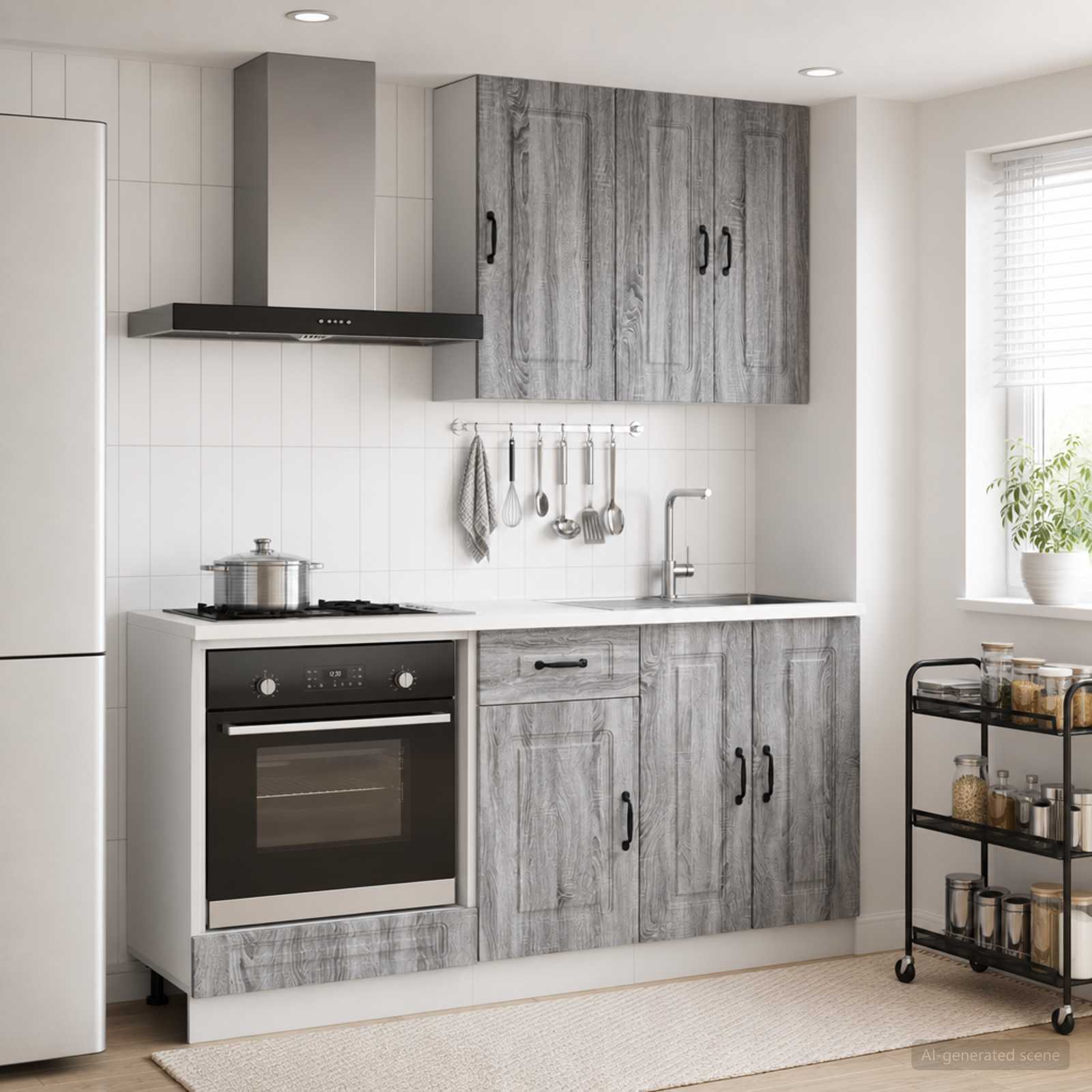 Keukenblok KALMAR 5 pcs Grijs Sonoma Bewerkt hout