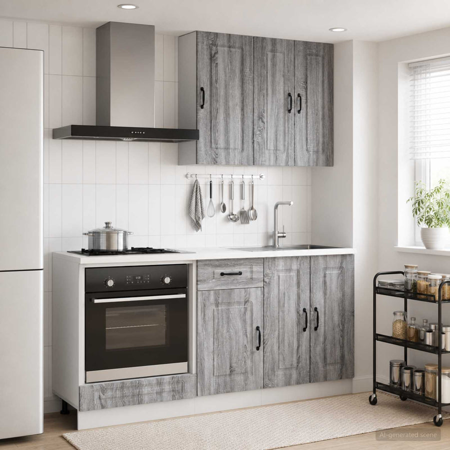 Keukenblok KALMAR 5 pcs Grijs Sonoma Bewerkt hout