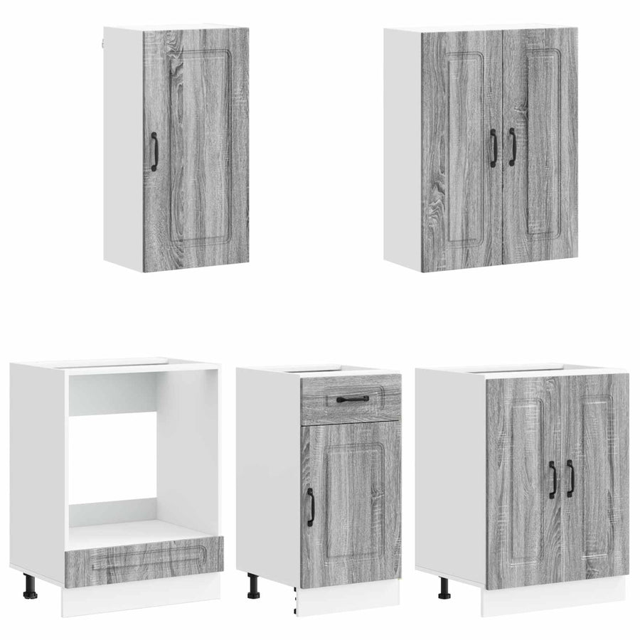 Keukenblok KALMAR 5 pcs Grijs Sonoma Bewerkt hout