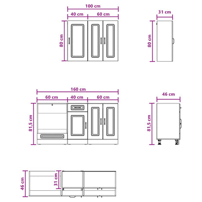Keukenblok KALMAR 5 pcs Grijs Sonoma Bewerkt hout