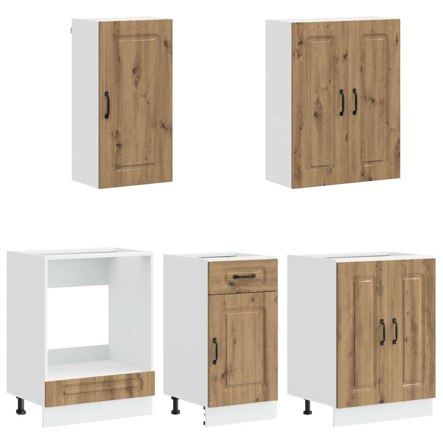 Keukenblok KALMAR 5 pcs Artisanaal eiken Bewerkt hout