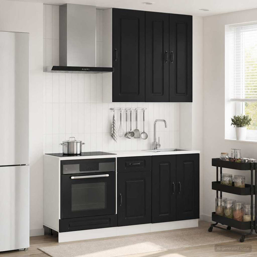 Keukenblok KALMAR 5 pcs Zwart Bewerkt hout