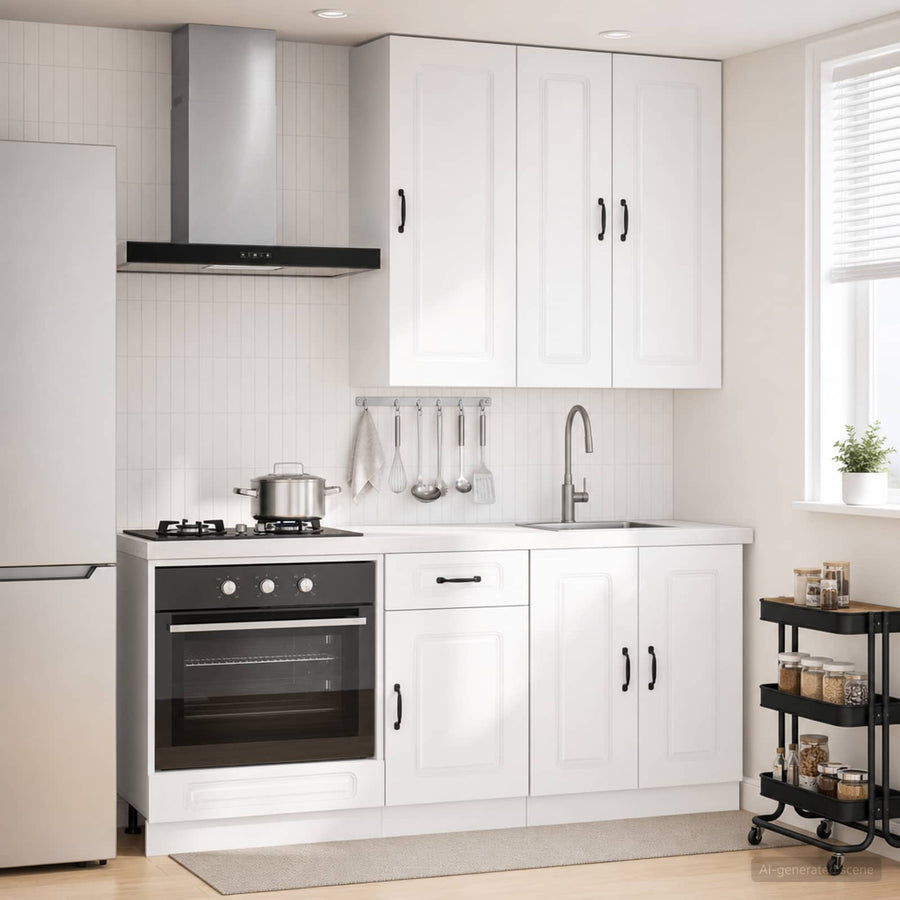 Keukenblok KALMAR 5 pcs Hoogglans Wit Bewerkt hout