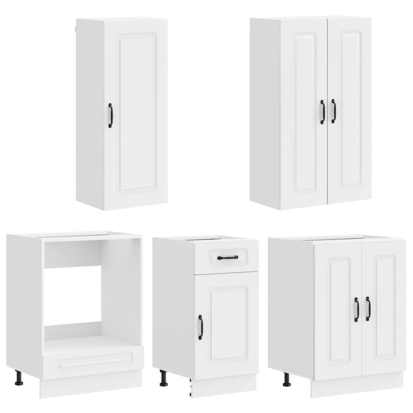 Keukenblok KALMAR 5 pcs Hoogglans Wit Bewerkt hout