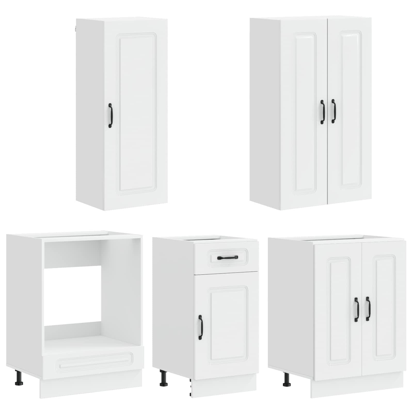 Keukenblok KALMAR 5 pcs Hoogglans Wit Bewerkt hout