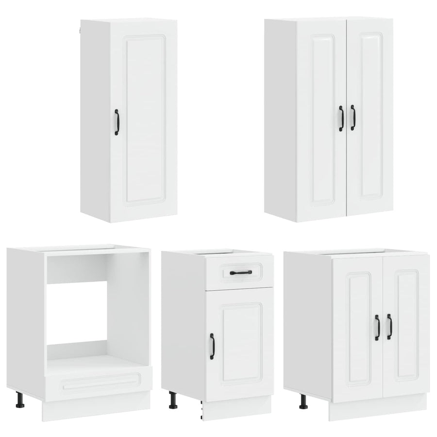 Keukenblok KALMAR 5 pcs Hoogglans Wit Bewerkt hout