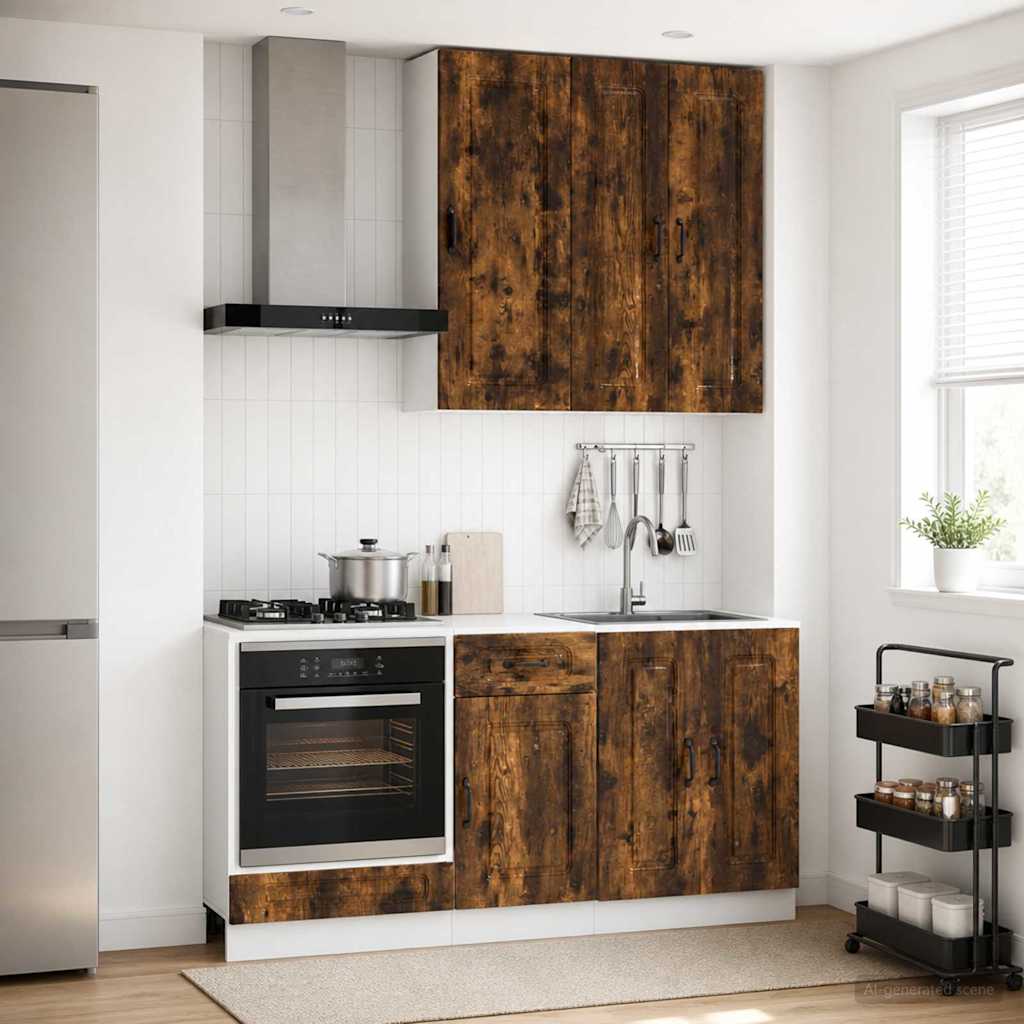 Keukenblok KALMAR 5 pcs Gerookt eiken Bewerkt hout