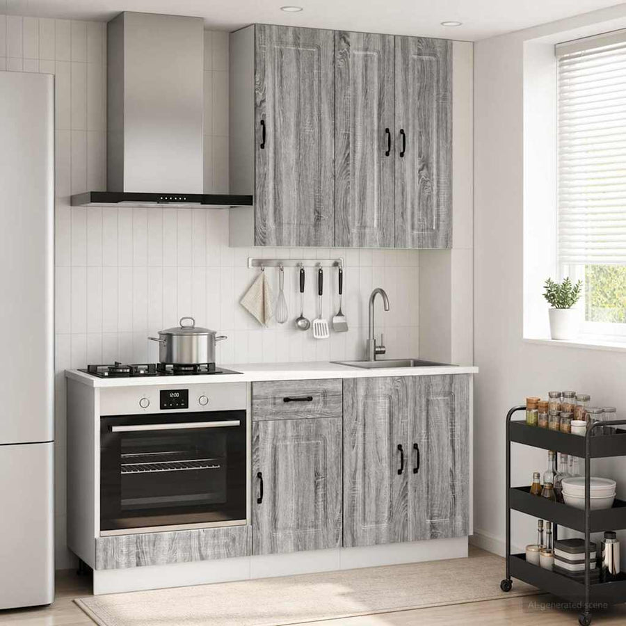 Keukenblok KALMAR 5 pcs Grijs Sonoma Bewerkt hout
