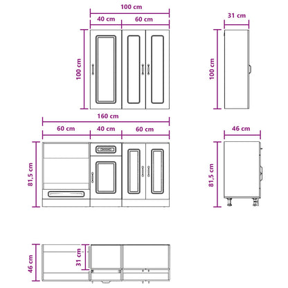 Keukenblok KALMAR 5 pcs Grijs Sonoma Bewerkt hout