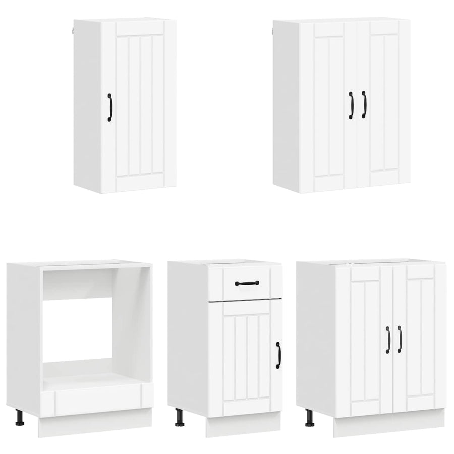 Keukenblok LUCCA 5 pcs Wit Bewerkt hout
