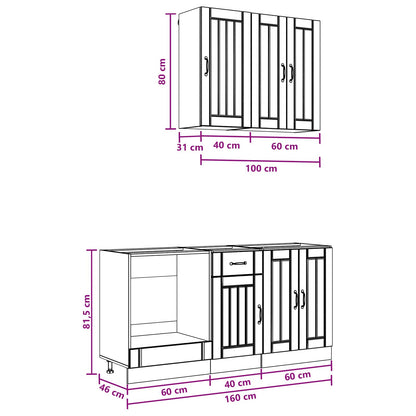 Keukenblok LUCCA 5 pcs Wit Bewerkt hout