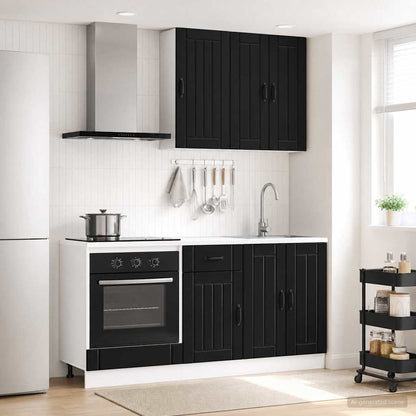 Keukenblok LUCCA 5 pcs Zwart Bewerkt hout