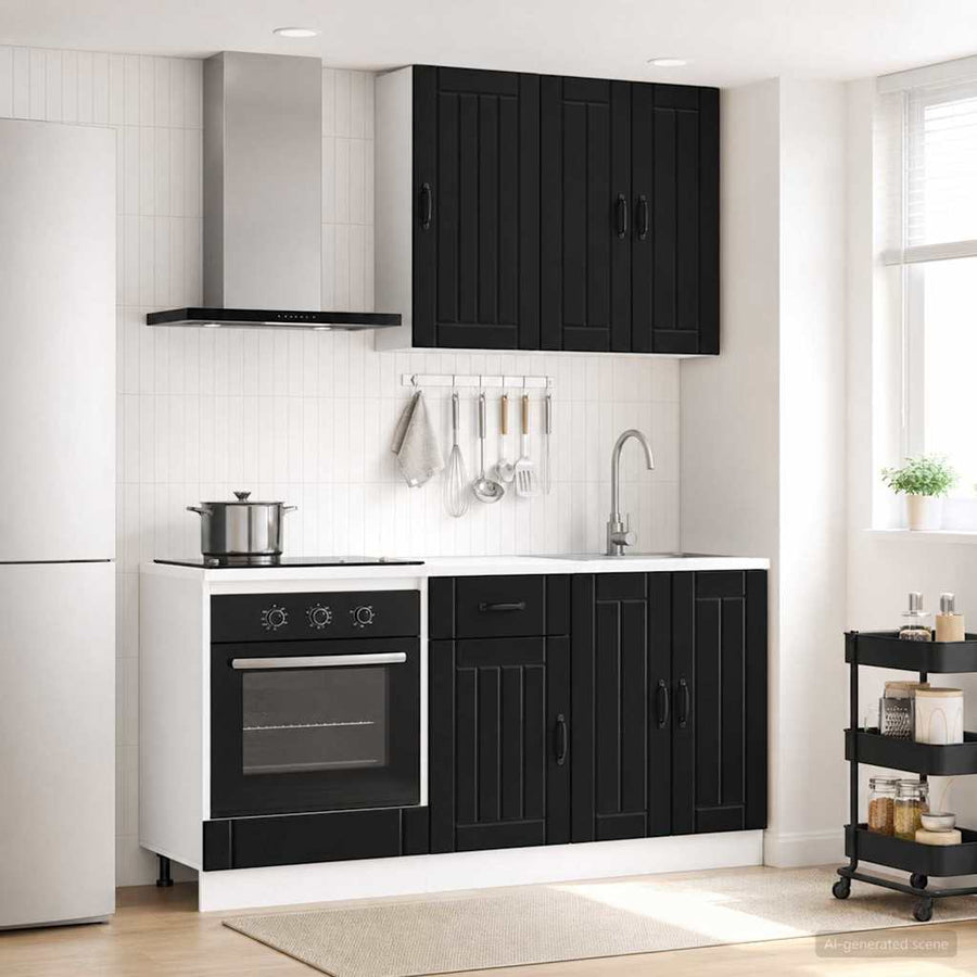 Keukenblok LUCCA 5 pcs Zwart Bewerkt hout