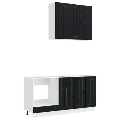 Keukenblok LUCCA 5 pcs Zwart Bewerkt hout