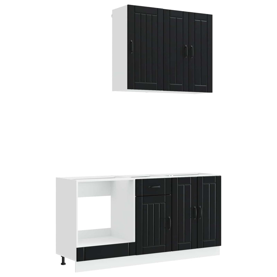 Keukenblok LUCCA 5 pcs Zwart Bewerkt hout
