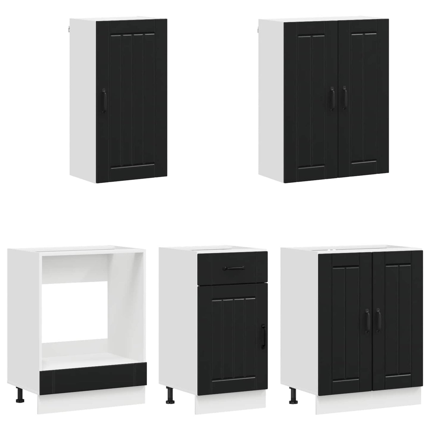 Keukenblok LUCCA 5 pcs Zwart Bewerkt hout