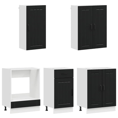 Keukenblok LUCCA 5 pcs Zwart Bewerkt hout