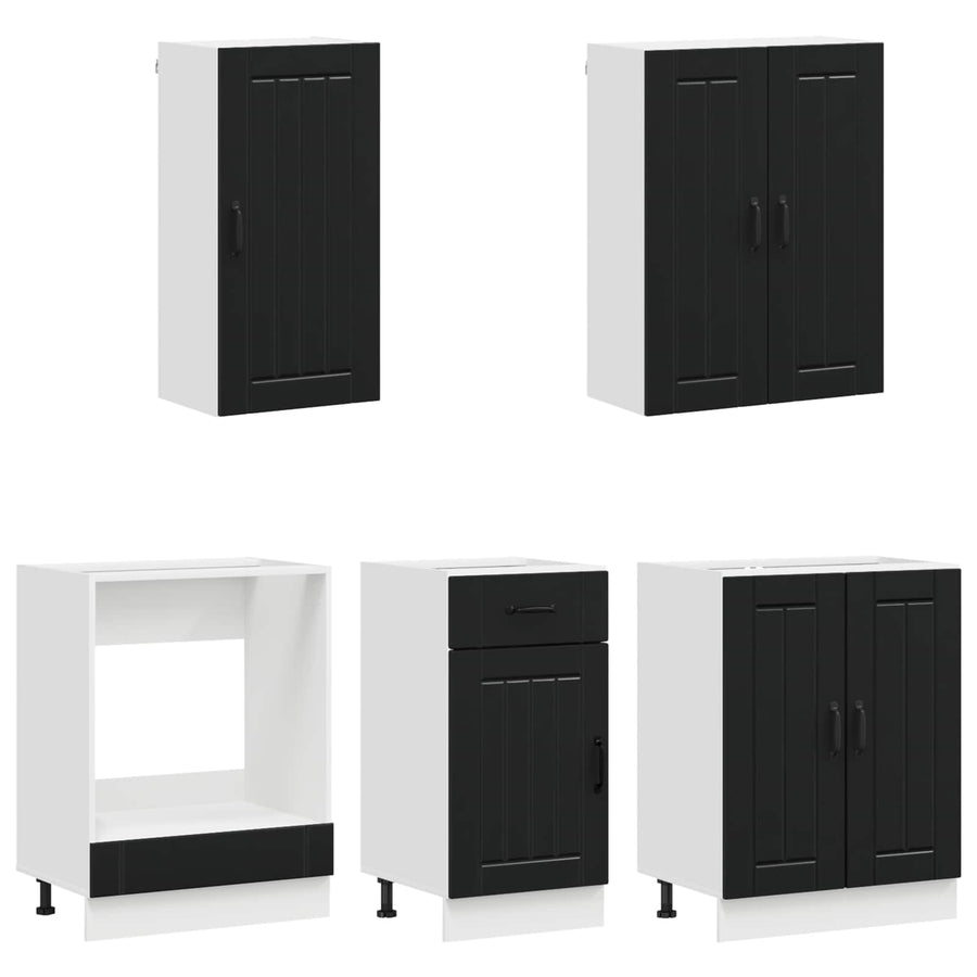 Keukenblok LUCCA 5 pcs Zwart Bewerkt hout