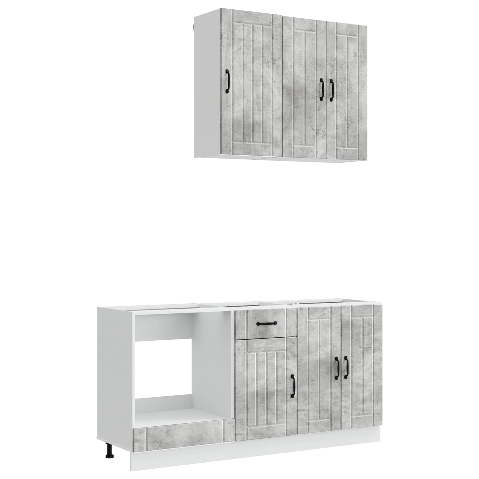 Keukenblok LUCCA 5 pcs Betongrijs Bewerkt hout