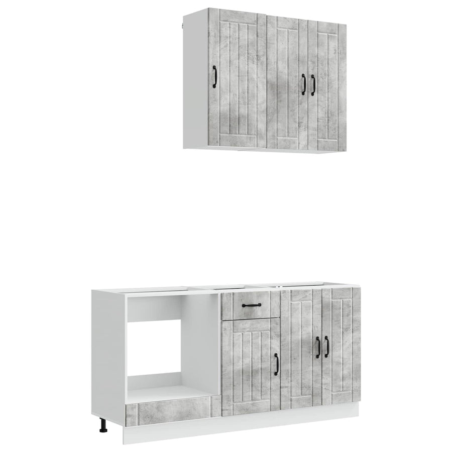 Keukenblok LUCCA 5 pcs Betongrijs Bewerkt hout