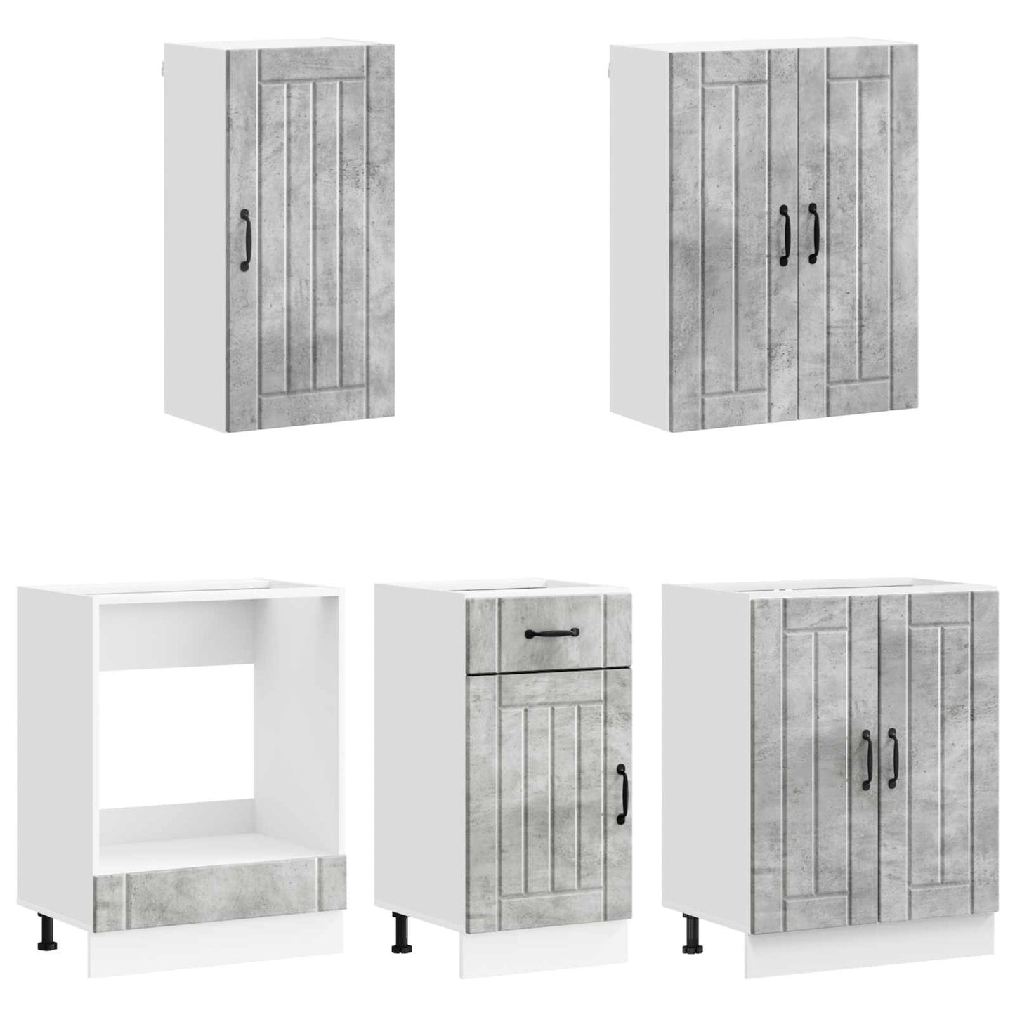 Keukenblok LUCCA 5 pcs Betongrijs Bewerkt hout