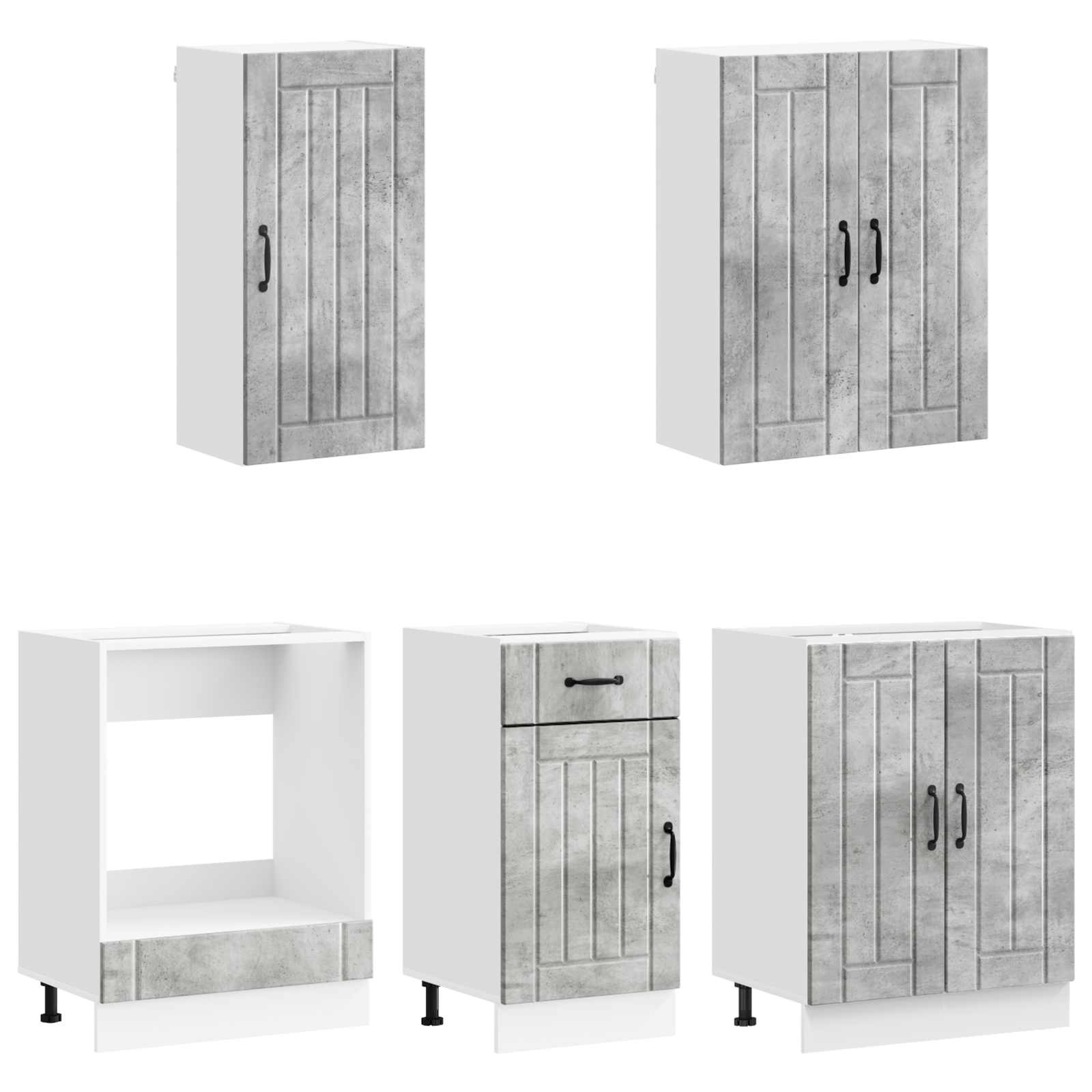 Keukenblok LUCCA 5 pcs Betongrijs Bewerkt hout