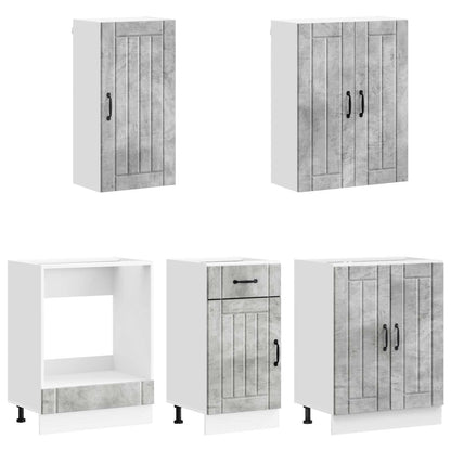 Keukenblok LUCCA 5 pcs Betongrijs Bewerkt hout