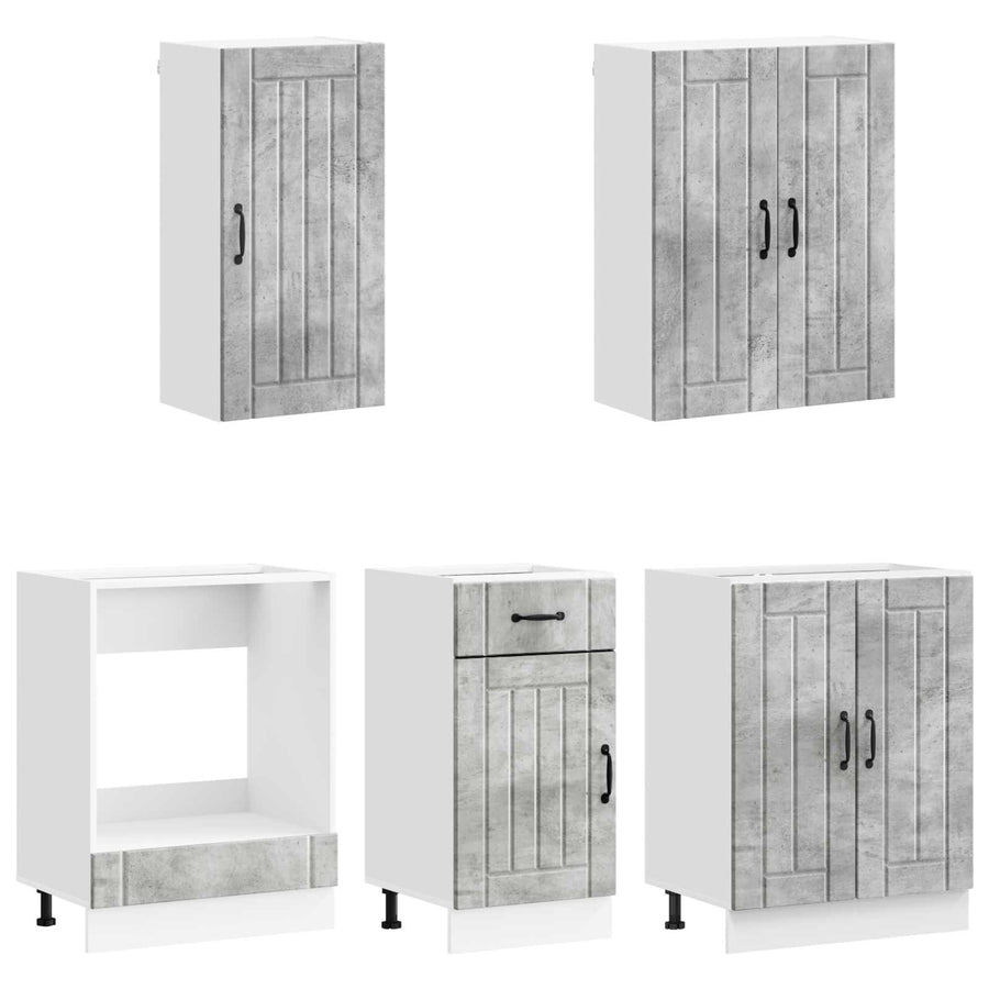 Keukenblok LUCCA 5 pcs Betongrijs Bewerkt hout