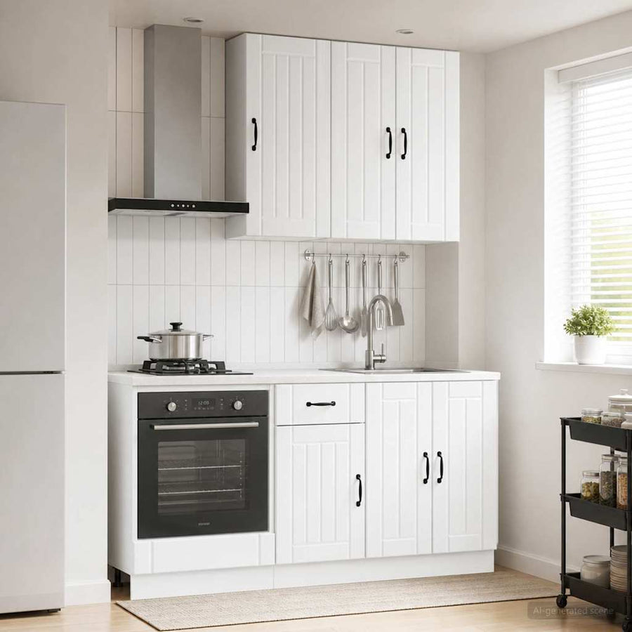 Keukenblok LUCCA 5 pcs Hoogglans Wit Bewerkt hout