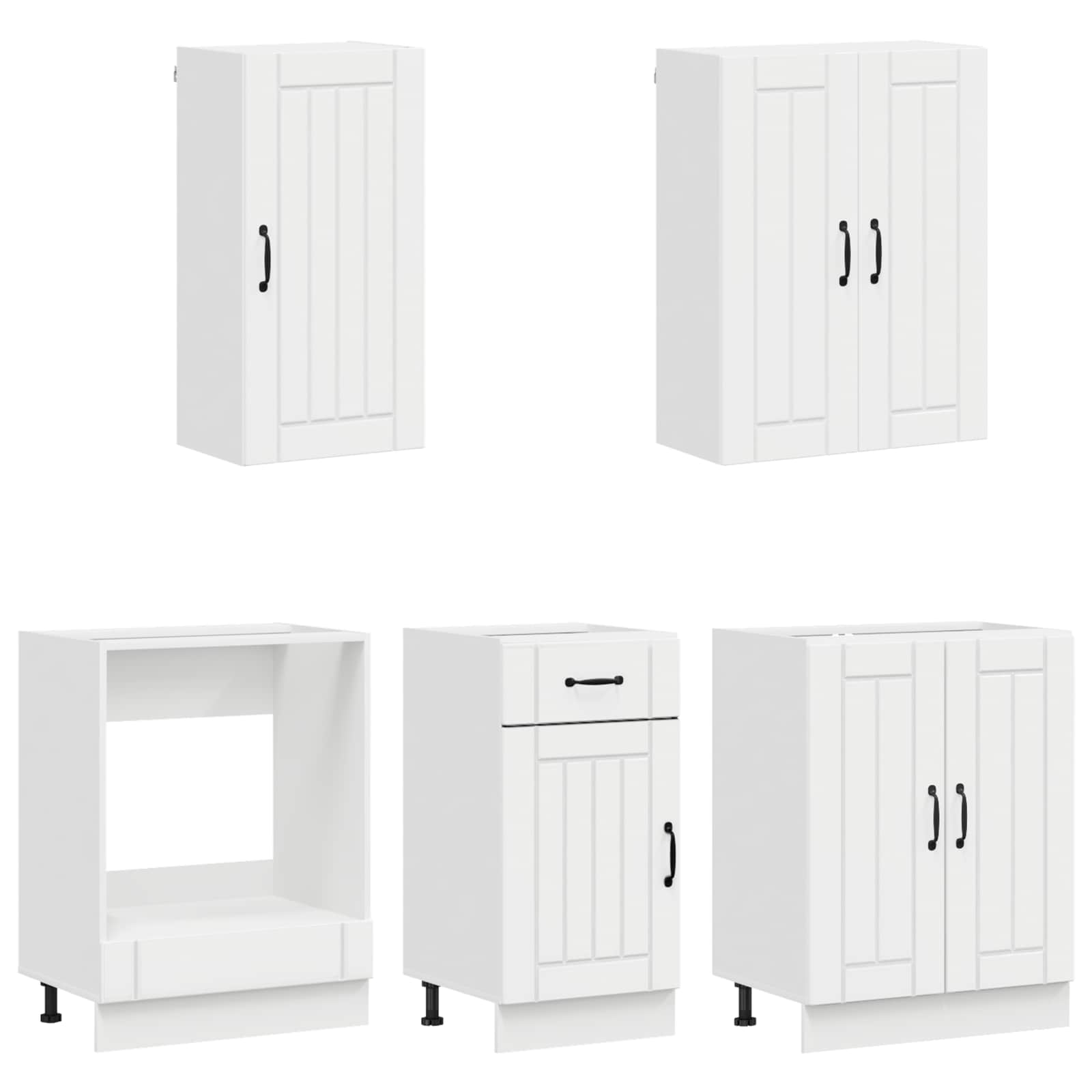 Keukenblok LUCCA 5 pcs Hoogglans Wit Bewerkt hout