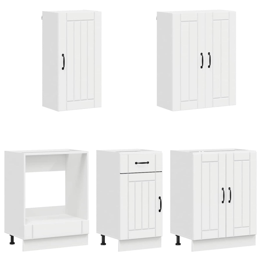 Keukenblok LUCCA 5 pcs Hoogglans Wit Bewerkt hout