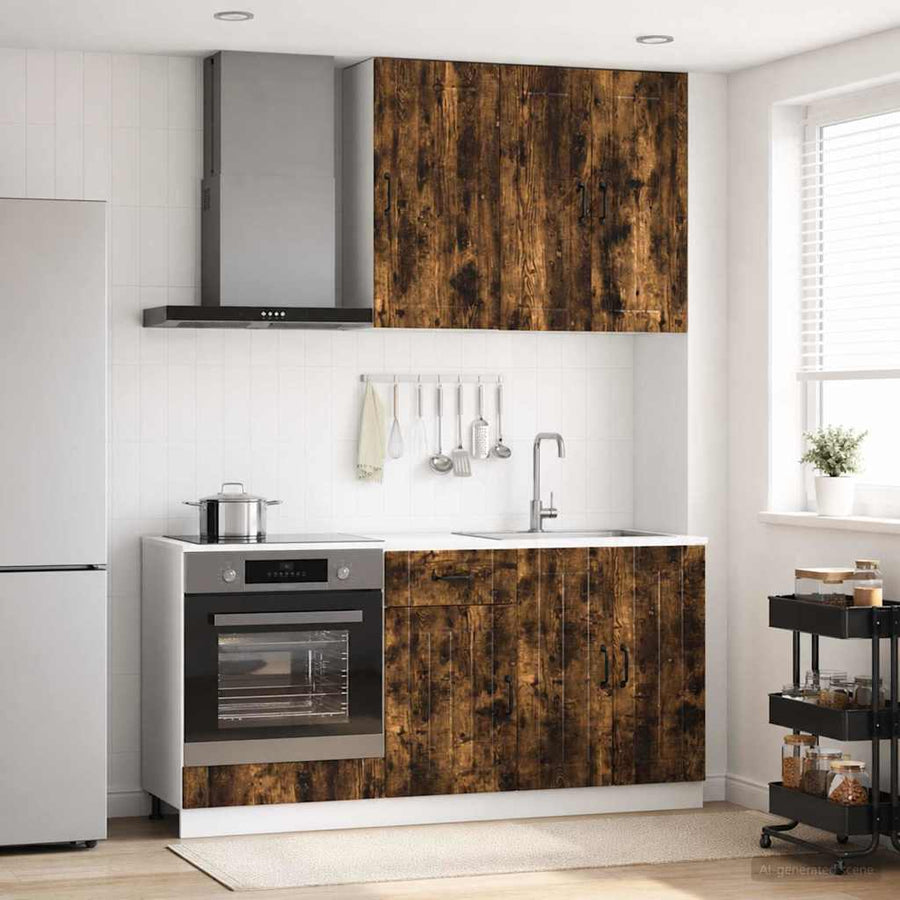 Keukenblok LUCCA 5 pcs Gerookt eiken Bewerkt hout