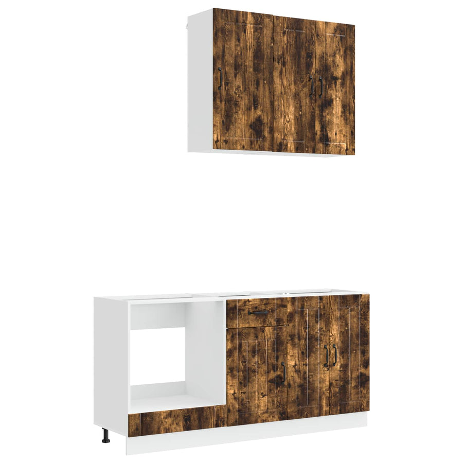 Keukenblok LUCCA 5 pcs Gerookt eiken Bewerkt hout