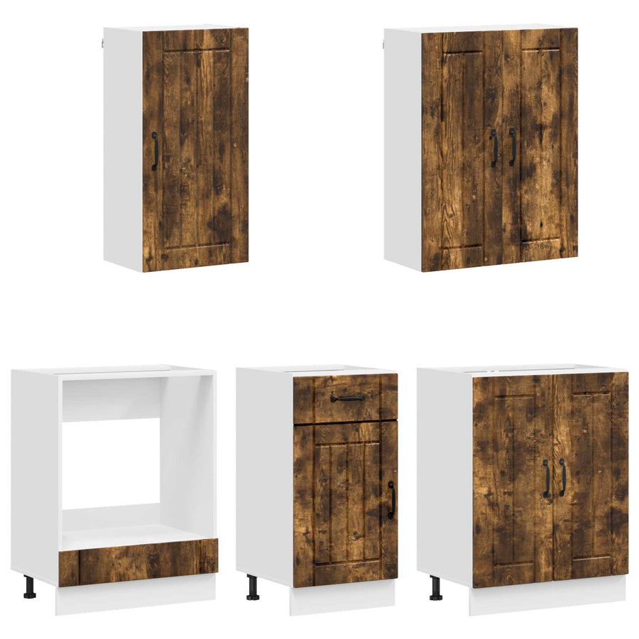 Keukenblok LUCCA 5 pcs Gerookt eiken Bewerkt hout