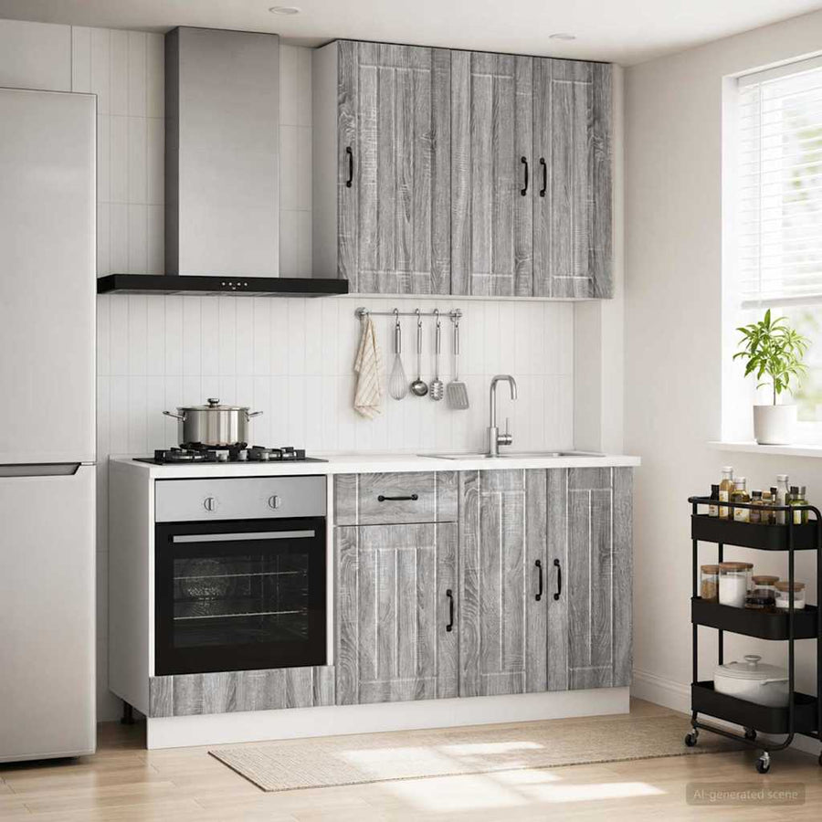 Keukenblok LUCCA 5 pcs Grijs Sonoma Bewerkt hout