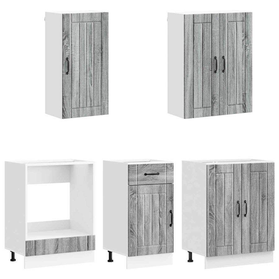 Keukenblok LUCCA 5 pcs Grijs Sonoma Bewerkt hout