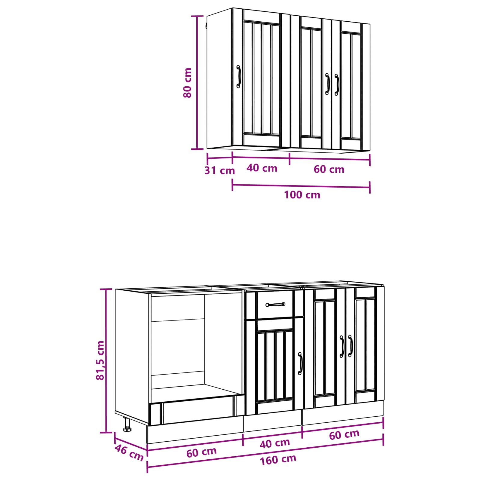 Keukenblok LUCCA 5 pcs Grijs Sonoma Bewerkt hout